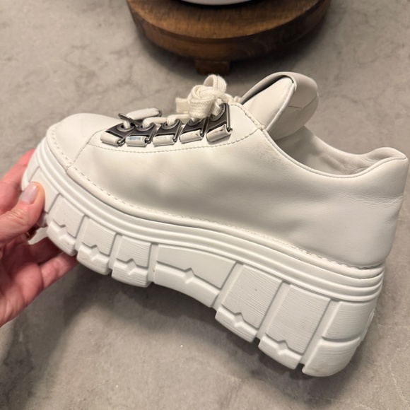 Miu Miu platform White Leather Sneakers size 38 - Picture 11 of 15